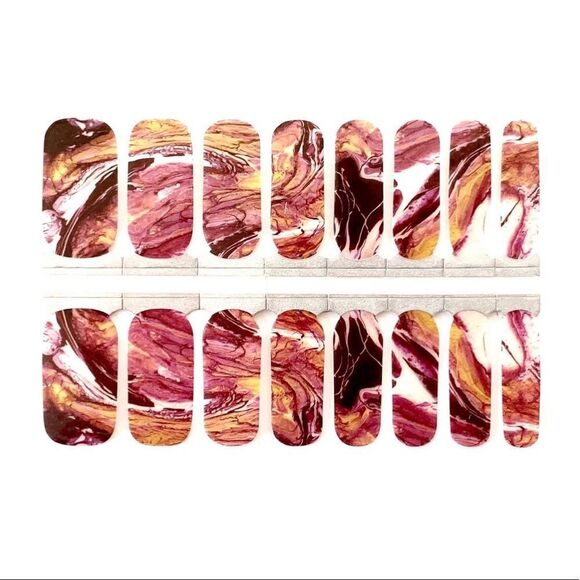 NIB Red & Orange Marble Nail Wraps - Picture 1 of 3